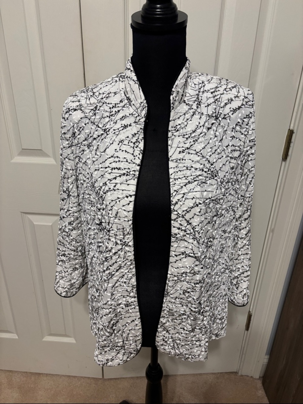 Alex Evenings 3/4 Sleeve Glitter Jacket